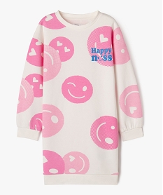 GEMO Robe sweat avec motifs positif fille blanc chine