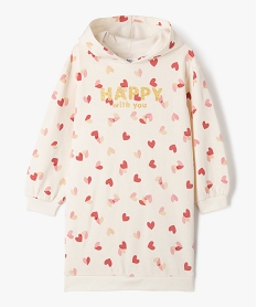 GEMO Robe sweat imprimée à capuche fille Beige