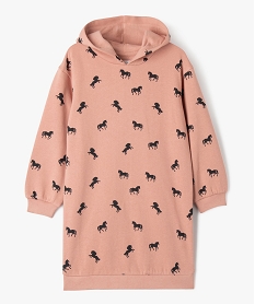 GEMO Robe sweat imprimée à capuche fille Rose