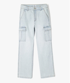 GEMO Jean cargo coupe Straight fille Bleu