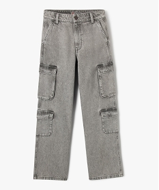 GEMO Jean cargo wide leg en denim délavé fille - Camps United Gris