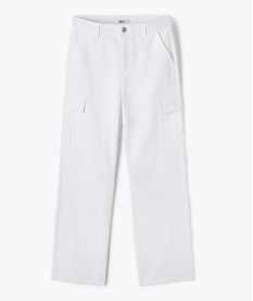 GEMO Pantalon cargo coupe straight à taille ajustable fille Blanc
