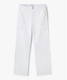 GEMO Pantalon cargo coupe straight à taille ajustable fille blanc standard
