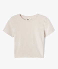 GEMO Tee-shirt manches courtes coupe courte fille beige standard