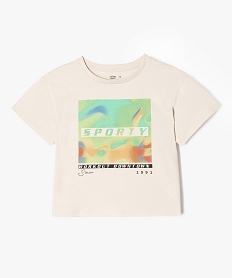 GEMO Tee-shirt à manches courtes coupe courte fille beige standard