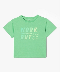 GEMO Tee-shirt à manches courtes coupe courte fille vert standard
