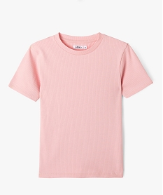 GEMO Tee-shirt à manches courtes en maille côtelée fille rose standard