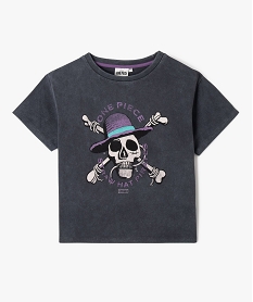 GEMO Tee-shirt manches courtes cropped et oversize fille - One Piece Gris
