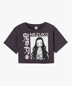 GEMO Tee-shirt court à manches courtes avec motif manga fille - Devon Slayer Gris