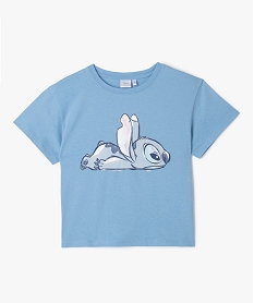 GEMO Tee-shirt manches courtes loose imprimé fille - Stitch Bleu