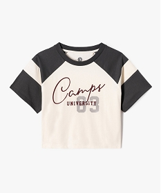 GEMO Tee-shirt manches courtes crop top fille - Camps United Beige