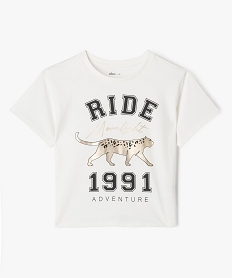 GEMO Tee-shirt manches courtes oversize imprimé fille blanc chine