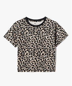 GEMO Tee-shirt manches courtes oversize à motifs tachetés fille beige standard