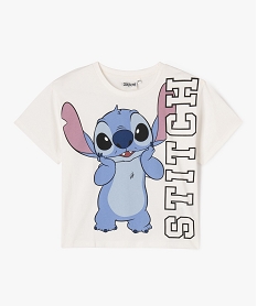 GEMO Tee-shirt manches courtes large imprimé fille - Stitch blanc standard