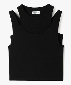 GEMO Débardeur effet 2 en 1 avec brassière intégrée fille noir standard