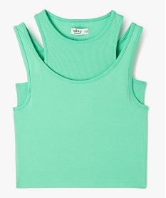 GEMO Débardeur effet 2 en 1 avec brassière intégrée fille vert standard