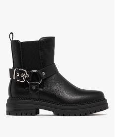 GEMO Boots femme à bride fantaisie style Chelsea semelle crantée noir standard