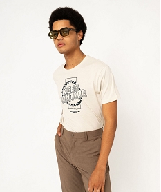 GEMO Tee-shirt manches courtes avec inscription homme blanc chine