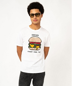 GEMO Tee-shirt manches courtes avec motif XXL homme blanc standard