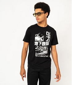 GEMO Tee-shirt manches courtes avec motif XXL homme noir standard