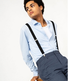 GEMO Chemise manches longues en maille piquée souple homme bleu standard