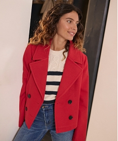GEMO Manteau court à grand col femme Rouge