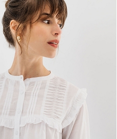 GEMO Chemise manches longues avec fronces femme Blanc