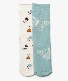 GEMO Chaussettes d’intérieur antidérapantes à motifs fleuris fille (lot de 2) Beige