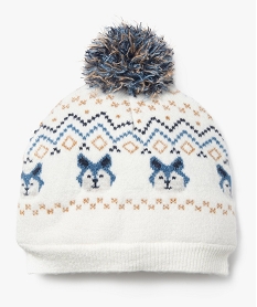 GEMO Bonnet avec doublure polaire à motifs chiens bébé garçon Beige