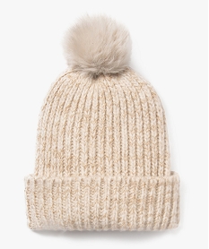GEMO Bonnet en maille pailletée avec pompon fille beige standard