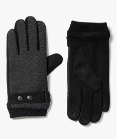 GEMO Gants tactiles à motifs chevrons avec doublure peluche homme Gris