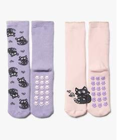 GEMO Chaussettes d’intérieur antidérapantes à motifs chats fille (lot de 2) rose standard