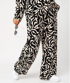 GEMO Pantalon large en viscose froissée femme grande taille Blanc