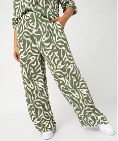 GEMO Pantalon large en viscose froissée femme grande taille Vert