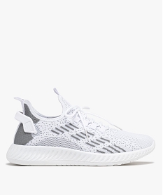 GEMO Baskets de running en mesh aéré dun seul tenant homme blanc vif