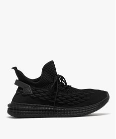 GEMO Baskets à lacets dune pièce en mesh texturé homme noir vif