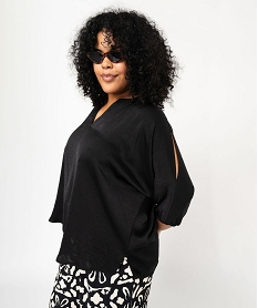 GEMO Blouse manches chauve-souris femme grande taille Noir
