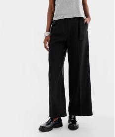 GEMO Pantalon large élégant à plis femme Noir