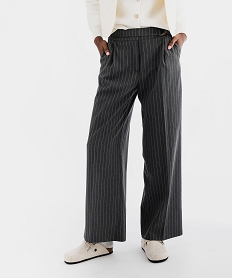 GEMO Pantalon large et fluide à rayures et plis femme Imprimé