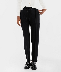 GEMO Pantalon de tailleur en maille fluide et extensible femme Noir