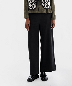 GEMO Pantalon fluide coupe large avec liens à nouer femme Noir