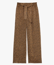 GEMO Pantalon fluide coupe large à motif léopard femme Brun