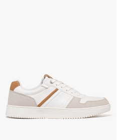 GEMO Baskets basses multimatières à semelle épaisse homme blanc standard