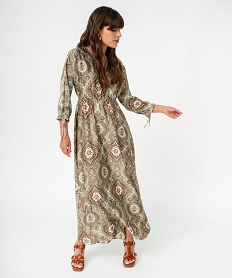 GEMO Robe longue imprimée en matière satinée femme Imprimé
