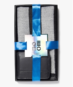 GEMO Coffret cadeau homme : écharpe et portefeuille Gris