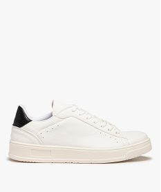 GEMO Baskets homme unies à tige basse fermeture lacets blanc chine