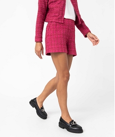 short femme aspect tweed coupe ample rose shortsL027601_1