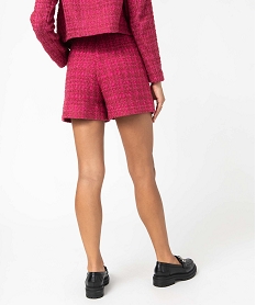 short femme aspect tweed coupe ample rose shortsL027601_3