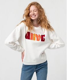 GEMO Sweat femme avec large inscription sur le buste Beige