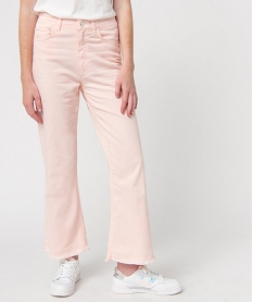 GEMO Jean femme large avec finitions franges longueur 78ème rose standard